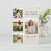 Invitation 4 Photo Modern Ivory Graduation Announcement  (Debout devant)