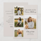 Invitation 4 Photo Modern Ivory Graduation Announcement  (Devant / Derrière)