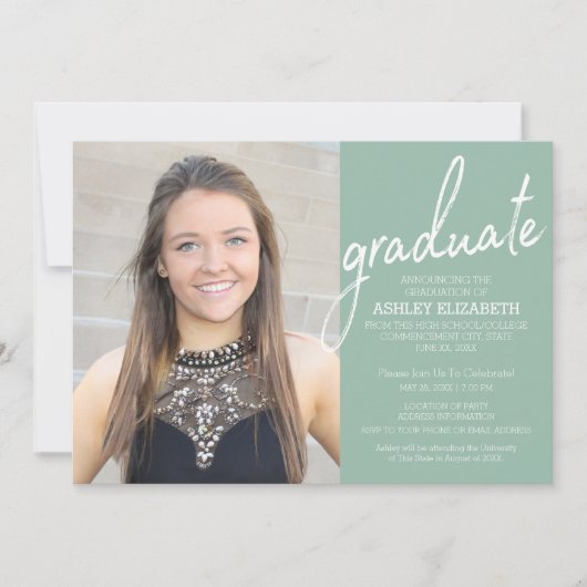 Invitation 4 Photo Modern Script Graduation Party (Devant)
