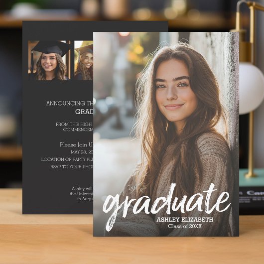 Invitation 4 Photo Parti de Graduation tendance - vertical