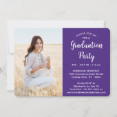 Invitation 4 Photo Purple and White Script Graduation Party (Dos)