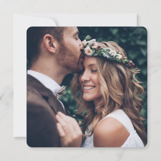 Invitation 4 Photo Square Mariage Party Happily Ever After (Dos)