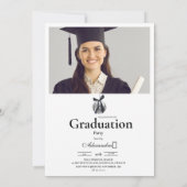 Invitation 4 Photos Black Bow Disco Ball Graduation Party (Dos)