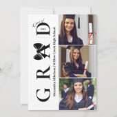 Invitation 4 Photos Black Bow Graduation Party (Devant)