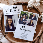 Invitation 4 Photos Black Bow Graduation Party