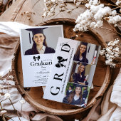 Invitation 4 Photos Black Bow Graduation Party