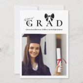 Invitation 4 Photos Black Bow Graduation Party (Devant)