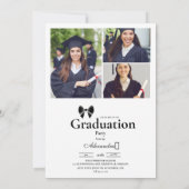 Invitation 4 Photos Black Bow Graduation Party (Dos)