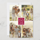 Invitation 4 Photos Collage Chaleureux Souhaits de Noël Monog (Devant)