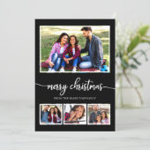 Invitation 4 Photos Collage Joyeux Noël Noir moderne (Debout devant)