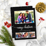 Invitation 4 Photos Collage Joyeux Noël Noir moderne<br><div class="desc">4 Photos Collage Joyeux Noël Moderne Black Invitation</div>