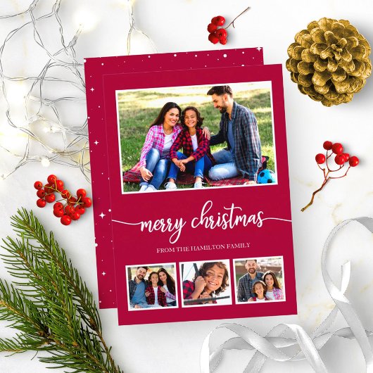 Invitation 4 Photos Collage Joyeux Noël Vacances modernes