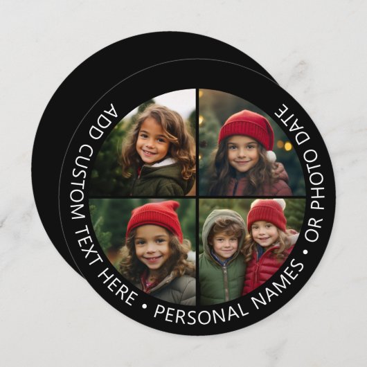 Invitation 4 photos en collage avec texte personnalisé incurv (Devant / Derrière)