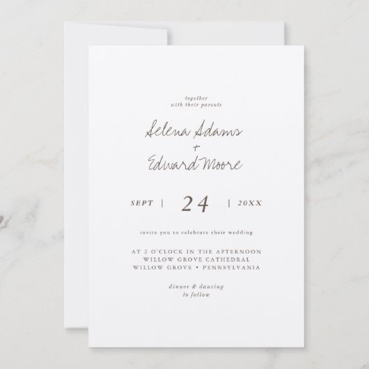 Invitation 4 Photos Grille Métallic Mariage Script Argent (Dos)
