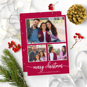 Invitation 4 Photos Montage Joli Script Joyeux Noël