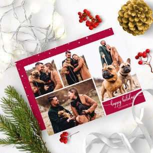 Invitation 4 Photos Montage Joyeuses Fêtes Noël Moderne