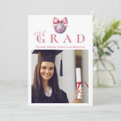 Invitation 4 Photos Pink Bow Disco Ball Graduation Party (Debout devant)