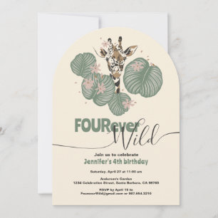 Invitation 4Anniversaire Jungle Safari Giraffe Animal Party