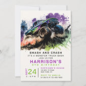 Invitation 4Anniversaire Monster Truck Smash Crash Kids (Devant)