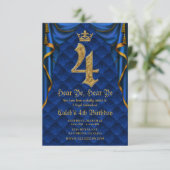 Invitation 4E 4 QUATRE Fête d'anniversaire Royal Blue Gold Cr (Debout devant)