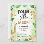 Invitation 4e anniversaire, anniversaire de Dinosaur (Devant)