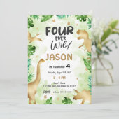 Invitation 4e anniversaire, anniversaire de Dinosaur (Debout devant)