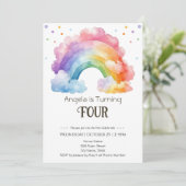 Invitation 4e anniversaire aquarelle Rainbow Kids (Debout devant)