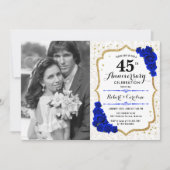 Invitation 4e anniversaire avec photo - Or blanc saphir (Devant)