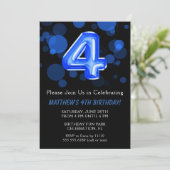Invitation 4e anniversaire Ballons Enfants Blue Boy Party (Debout devant)