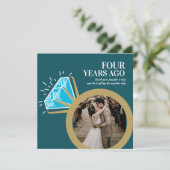 Invitation 4e anniversaire bleu topaz anneau photos (Debout devant)
