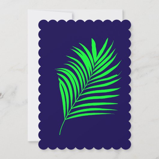 Invitation 4e anniversaire Blue Green Palm Leaf Tropical Four (Dos)