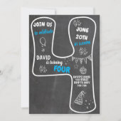 Invitation 4e anniversaire Boy Chalkboard Blue Number (Devant)