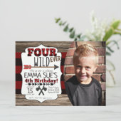 Invitation 4e anniversaire Boys Forever Wild Lumberjack Photo (Debout devant)