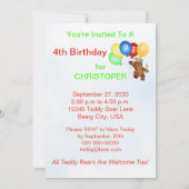 Invitation 4e anniversaire de la Royal Teddy Bear (Dos)