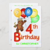 Invitation 4e anniversaire de la Royal Teddy Bear (Devant / Derrière)