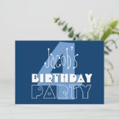 Invitation 4e anniversaire de l'enfant Nom personnalisé Marin (Debout devant)