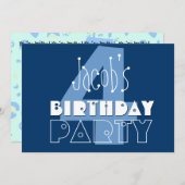 Invitation 4e anniversaire de l'enfant Nom personnalisé Marin (Devant / Derrière)