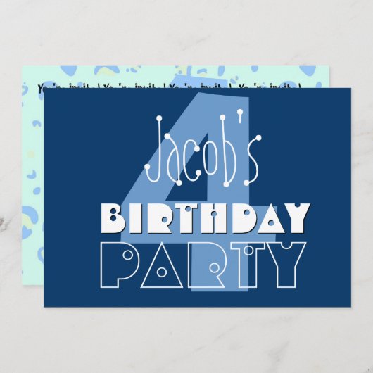 Invitation 4e anniversaire de l'enfant Nom personnalisé Marin (Devant / Derrière)