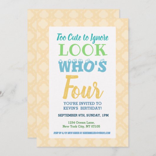 Invitation 4E ANNIVERSAIRE DE L'Invitation (Devant / Derrière)