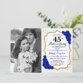 Invitation 4e anniversaire de mariage avec photo - Or blanc s (Debout devant)