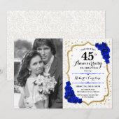 Invitation 4e anniversaire de mariage avec photo - Or blanc s (Devant / Derrière)