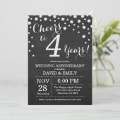 Invitation 4e anniversaire de mariage tableau noir argent (Debout devant)