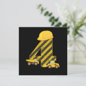 Invitation 4e anniversaire Digger 4 ans Constructeur Excavate (Debout devant)