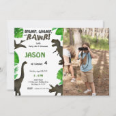 Invitation 4e anniversaire, Dinosaur photo (Devant)