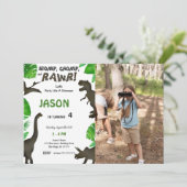 Invitation 4e anniversaire, Dinosaur photo (Debout devant)