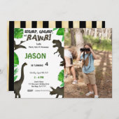 Invitation 4e anniversaire, Dinosaur photo (Devant / Derrière)