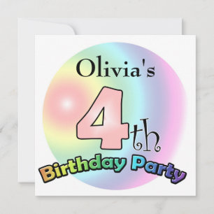 Invitation 4e anniversaire fille d'invitation
