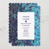 Invitation 4e anniversaire Gemstone bleu Agate Quatrième âge  (Devant / Derrière)