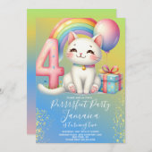 Invitation 4e anniversaire Kitten Rainbow Party (Devant / Derrière)
