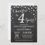 Invitation 4e anniversaire Mariage Chalkboard Black Silver<br><div class="desc">4e anniversaire Mariage Chalkboard Black and Silver Invitation. Quatrième anniversaire du Mariage. Chalkboard Black et Silver Parties scintillant Arrière - plan diamant. Confetti en argent. Anniversaire adulte. Fête d'anniversaire d'une femme ou d'un homme. Pour plus de personnalisation, cliquez sur le bouton "Customiser" et utilisez notre outil de conception pour modifier...</div>